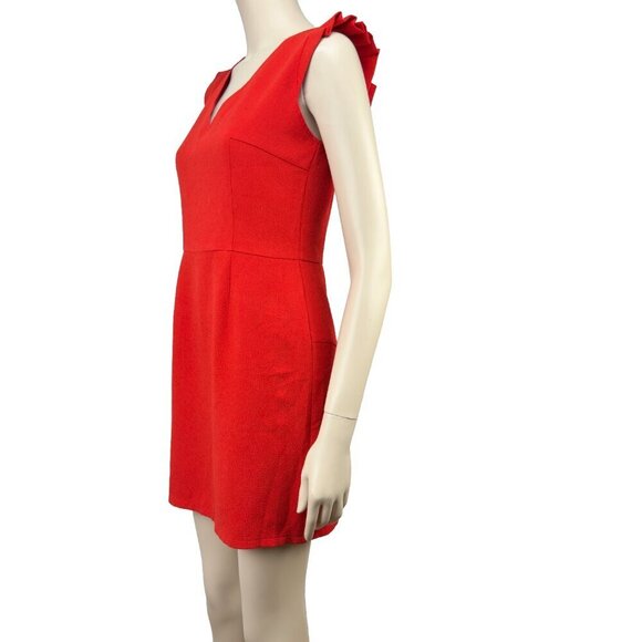 LA PETITE ÉTOILE Paris Openback Bow Neck Frill Shoulders Red Sleeveless Dress S - Picture 5 of 10